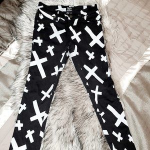 TRIPP Punk Goth Witch Cross Black White Jeans